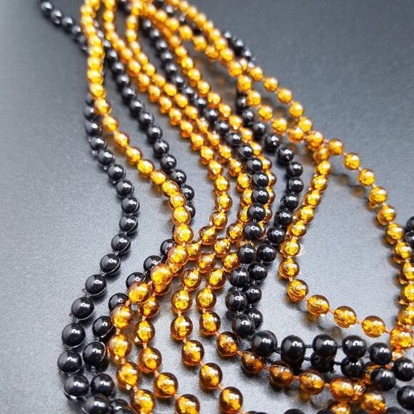 Long Vintage Lucite 5 Strand Necklace, Light Weight Beaded Strands, 50 Inches - Picture 6 of 9